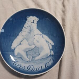 Vtg 74' Bing & Grondahl Polar Bear & Cubs Mothers Day Mors Dag Collectors Plate